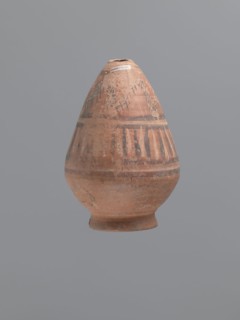 Bottle, Egyptian workshop, Coptic painted pottery, painted pottery, geometric decorations. Low,
