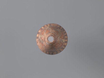 Bottle, Egyptian workshop, painted Coptic pottery, painted pottery, geometric decorations. Low,