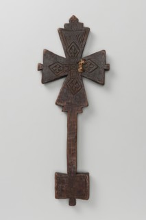 Hand-made Ethiopian cross. The arms are triangular with projections in the center of each arm,