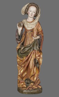 Figure of St. Mary Magdalene, ca. 1480, Southern Germany. Hollow wall sculpture, height 115.0 cm,