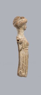 Terracotta figurine of a woman, terracotta, female molded figurine, Greece, orange clay, surface