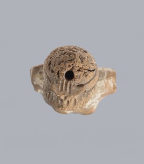 Terracotta figurine of a woman, terracotta, female molded figurine, Greece, orange clay, surface