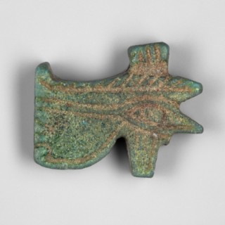 Amulet — udjat eye; maker, udjat eyes; carefully finished amulet in the shape of an udjat eye with