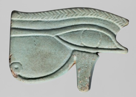 Amulet - udjat eye;, Amulet in the shape of an udjat eye with very carefully carved details; the