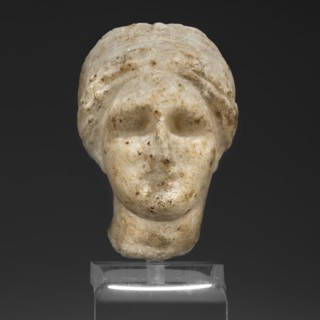 Head of a woman in a bonnet; Greek sculpture, female portrait, hairstyle; 5th century BC, Greece;,