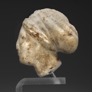 Head of a woman in a bonnet; Greek sculpture, female portrait; hairstyle; 5th century BC, Greece;,