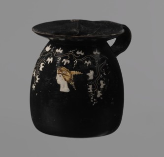 Gnathia-style mug, Gnathia style, Apulia, Southern Italy; 4th–3rd century BC. Red clay with glossy