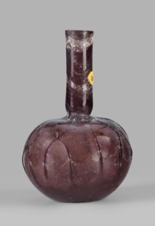Bottle with a spherical belly, unknown eastern workshop; translucent manganese glass; spherical