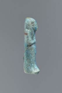 Ushabti, Mummy-shaped figurine, funerary offering, impressed in a mold, carelessly made of faience.