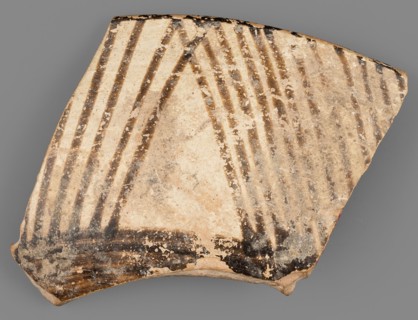 Fragment of a bowl, unknown Northern Mesopotamian workshop, painted pottery with geometric motifs,