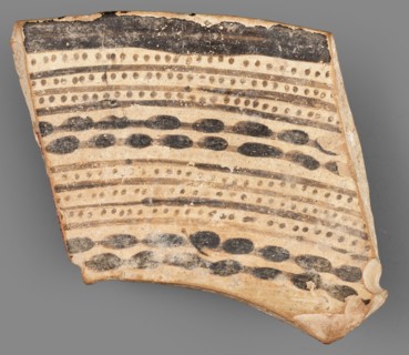 Fragment of a bowl, unknown Northern Mesopotamian workshop, painted pottery, geometric motifs,