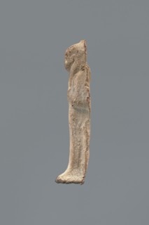 Shabti, Mummy-shaped figurine shabti, funerary gift; made carelessly, impressed in a mold. Hands