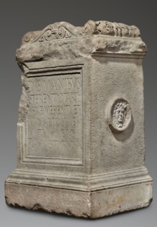 Funerary altar of Lucius Terentius Tarpius and Mucia Polla with Latin inscription, unknown Roman