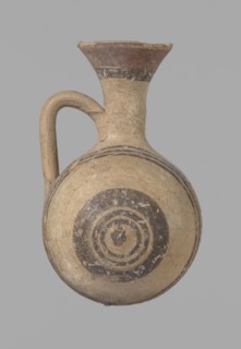 Cypriot gourd jug, Excavations at Nea Paphos Cyprus. Cypriot pottery, Cypriot Bichrome Ware III.