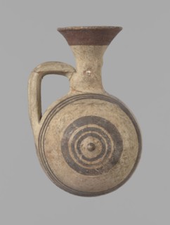 Cypriot gourd jug, A small vessel with a barrel-shaped gourd-shaped body, without a foot, with a