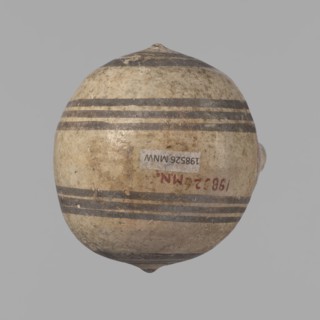 Cypriot gourd jug. A small vessel with a barrel-shaped gourd-shaped body, without a foot, with a