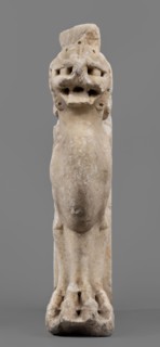 Bench support with a griffin figure, unknown Roman workshop; bench support decorated with a winged