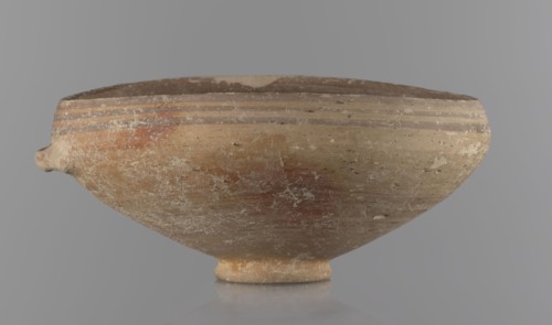 Bowl, excavations at Nea Paphos Cyprus — Bronze Age, 1650–1200 BC. Ceramic footed bowl goblet on a