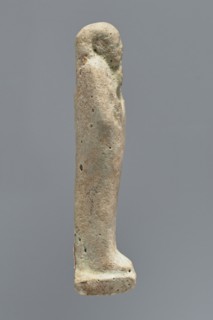 Ushabti, mummy-shaped figurine, funerary gift; standing on a base with the back supported by a