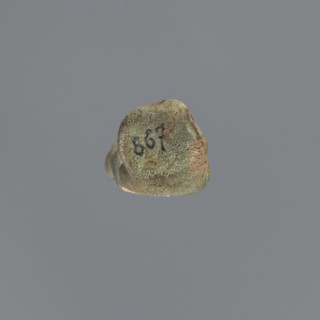 Ushabti, Mummy-shaped figurine, very schematically shaped. Hands crossed on the chest. Long