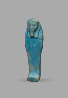 Ushabti, Wigs, funerary figurine, mummy-shaped figurine. The arms are not distinct, with a slight