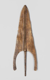 Javelin head, unknown Near Eastern workshop; weapon, flat spearhead with a long sagittal blade with