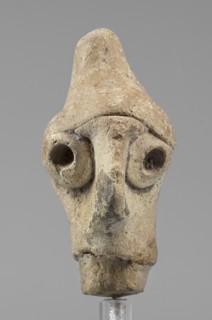 Idol head, unknown Syrian workshop, terracotta, idols, Northwestern Syria, male head in a conical