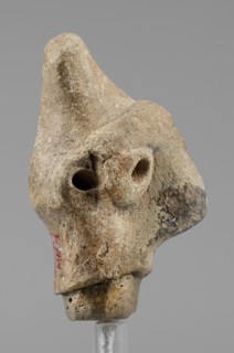 Idol head, unknown Syrian workshop, terracotta, idols, Northwestern Syria. Male head in a conical