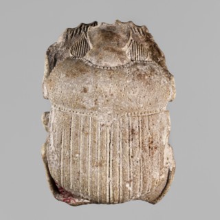 Scarab with naturalistic modeling; protective amulet depicting a sacred animal; Late Period, 26th