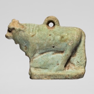 Amulet — bull; figurine of a bull standing on a base, full-plastic work with a pendant on the back;
