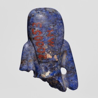 Fragment of an Isis figurine, Isis mythology, Egyptian deity; votive figurine/amulet, New Kingdom,