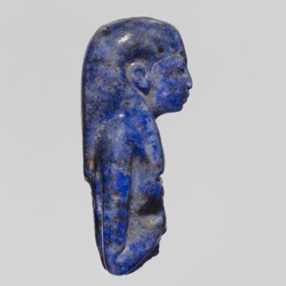 Fragment of an Isis figurine, Isis mythology, Egyptian deity; votive figurine/amulet, New Kingdom,