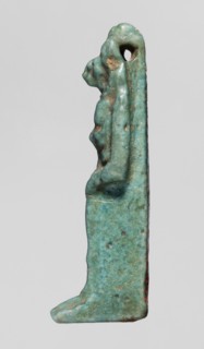 Amulet — figurine of a lion-headed goddess; lionesses; Egyptian deities; Sekhmet ; Wadjit ; Bastet