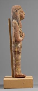 Ushabti, Restitution. Hieroglyphs; funerary figurine; wig; hoes; grave goods; mummy-shaped figurine