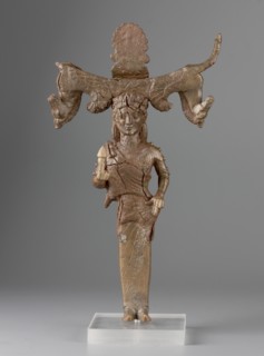 Mirror support with a depiction of the goddess Aphrodite. Support for a standing mirror; hand