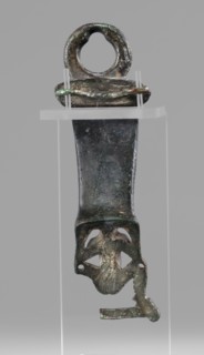 Situla handle with a depiction of Silenus, restitution provenance, Silenus mythology, bronze