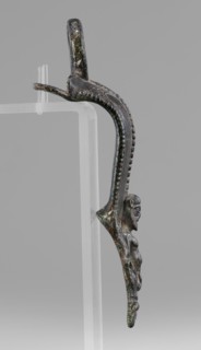 Situla handle with a depiction of Silenus, Silenus mythology, bronze, 1st half of the 5th century