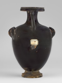 Red-figure hydria with a combat scene, Laghetto-Caivano Group c. 340–320 BC; Duel Painter 340–330