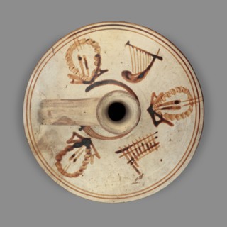 Lagynos with a depiction of musical instruments – lyres and syrinxes, unknown Eastern Greek