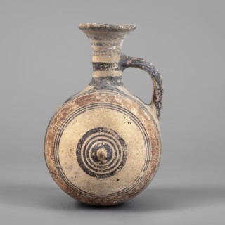 Barrel-shaped jug, unknown Cypriot workshop, geometric motifs, Cypriot ceramics. A vessel with a