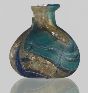 Unguentarium with carnation with a gold ribbon; with a bulging belly. 1st half of the 1st century