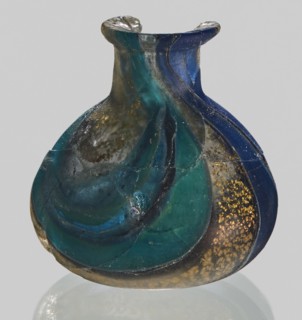 Unguentarium with carnation with a gold ribbon; with a bulging belly. 1st half of the 1st century