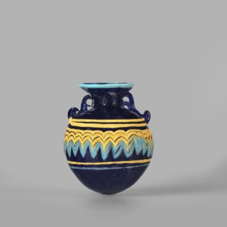 Globular aryballos, Egyptian workshop attributed, globular aryballos decorated at the widest point