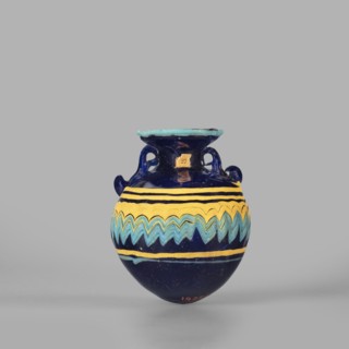 Globular aryballos, Egyptian workshop attributed, globular aryballos decorated at the widest point