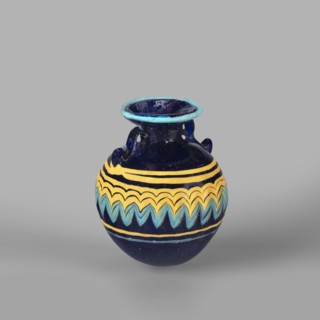 Globular aryballos, Egyptian workshop attributed, globular aryballos decorated at the widest point