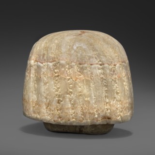 Canopic urn lid in the shape of a human head, Lid of a canopic urn for tomb equipment, associated