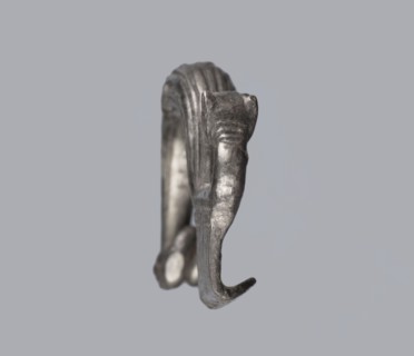 Snake-headed fibula, unknown Southern Italian workshop. Fibula with an arched, thick hoop. The hoop