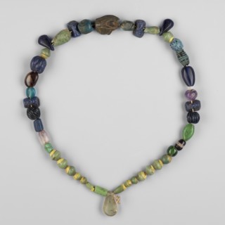 Necklace of 43 different beads, Goluchów Greater Poland Voivodeship. Scaraboids, udjat eyes,