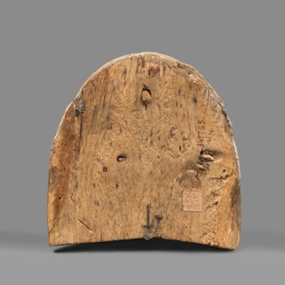 Woman's sarcophagus mask. Mask of wood covered with a layer of canvas to which paint is applied.