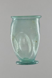 Glass cup, Egypt, 1st–2nd century AD. Isings form 32. Transparent bluish-green glass with slightly